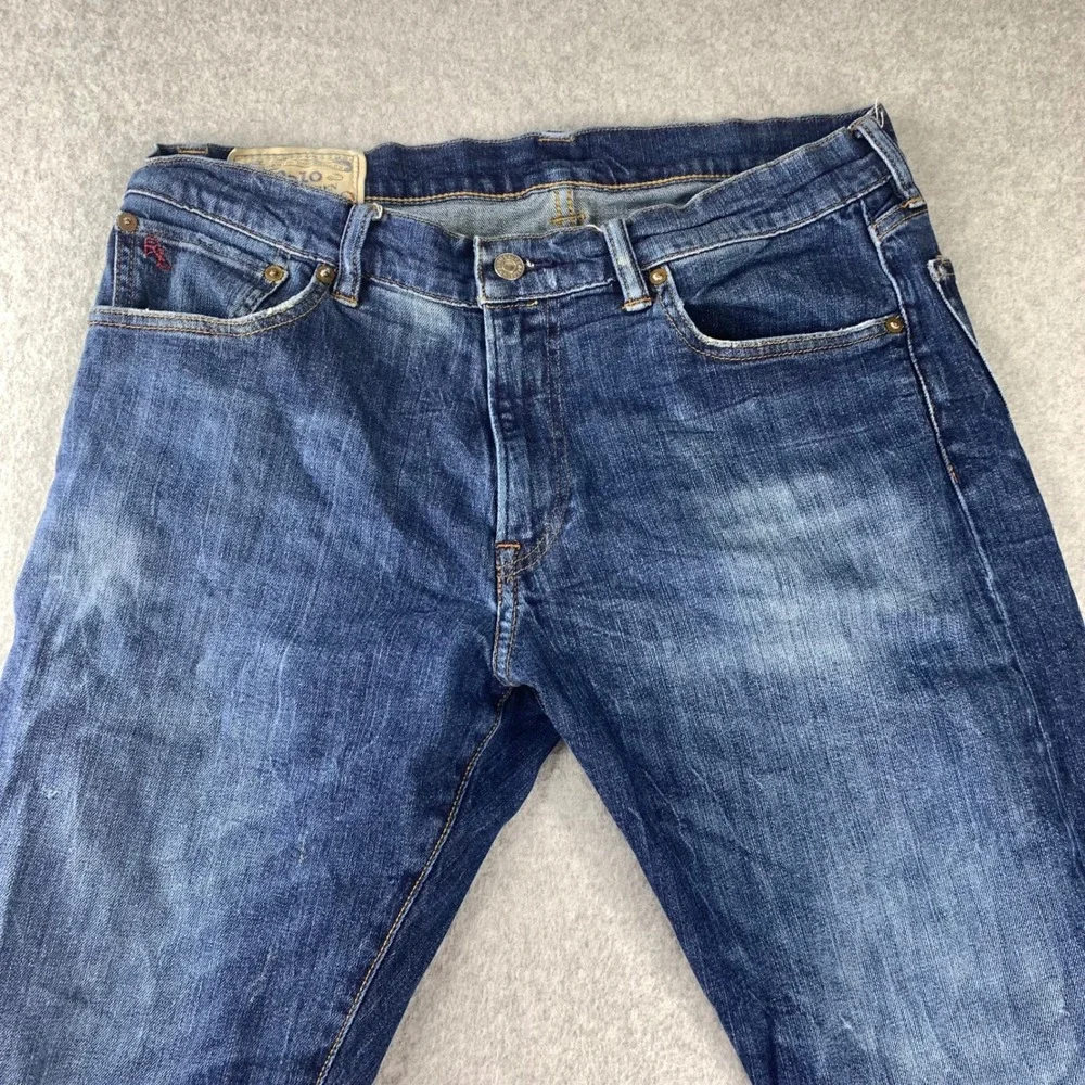 Polo Ralph Lauren Jeans Men 34x32 Blue Distressed Authentic Dungarees